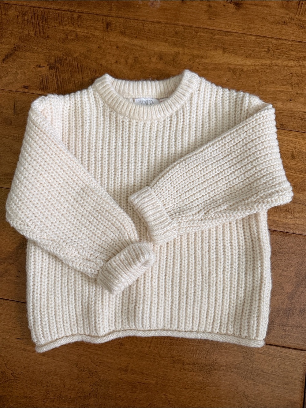 Zara Cream Ribbed Knit Sweater - Kids